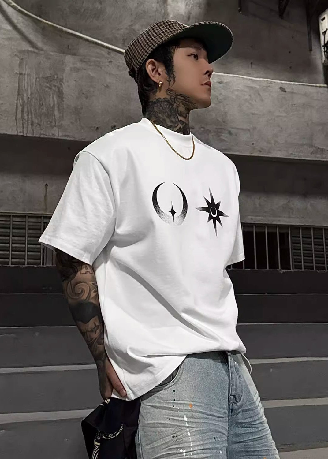 Minimalist Lunar Star Graphic T-Shirt - Rick Circus