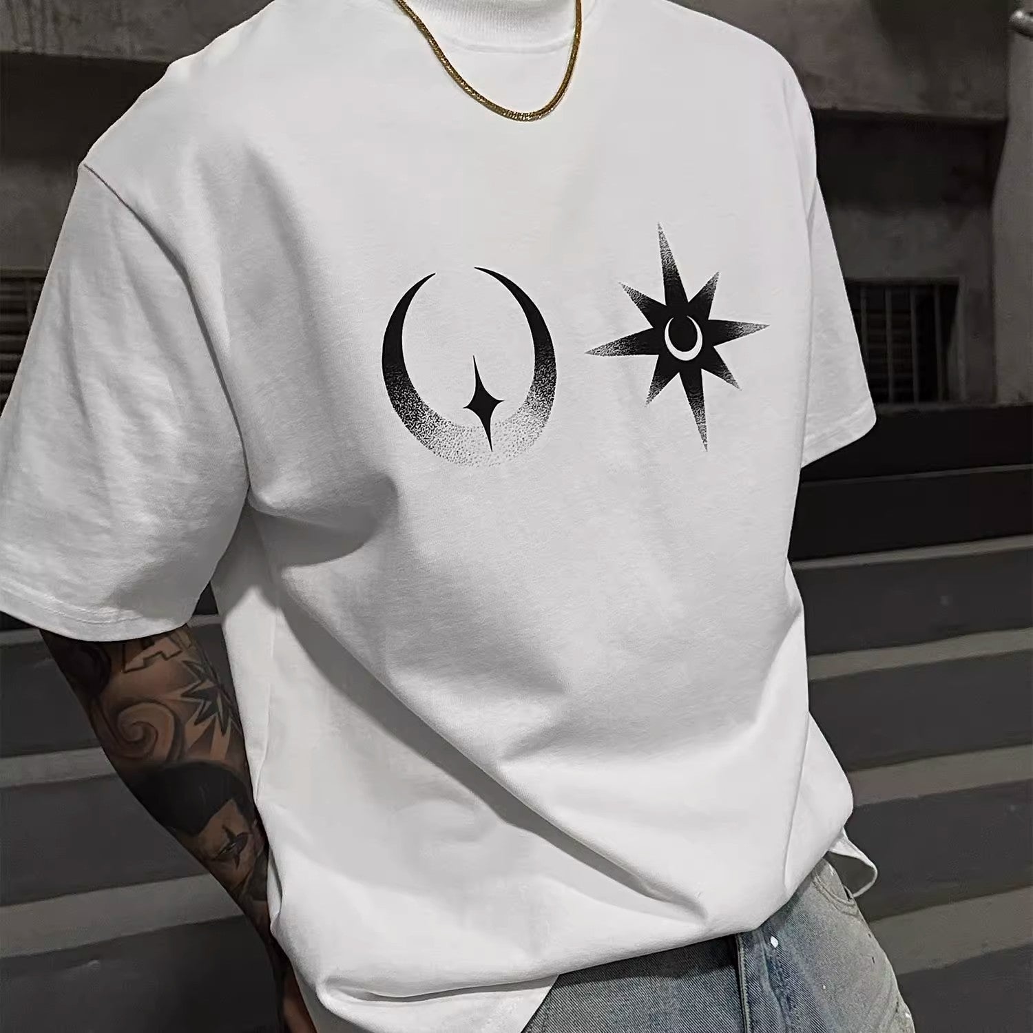 Minimalist Lunar Star Graphic T-Shirt - Rick Circus