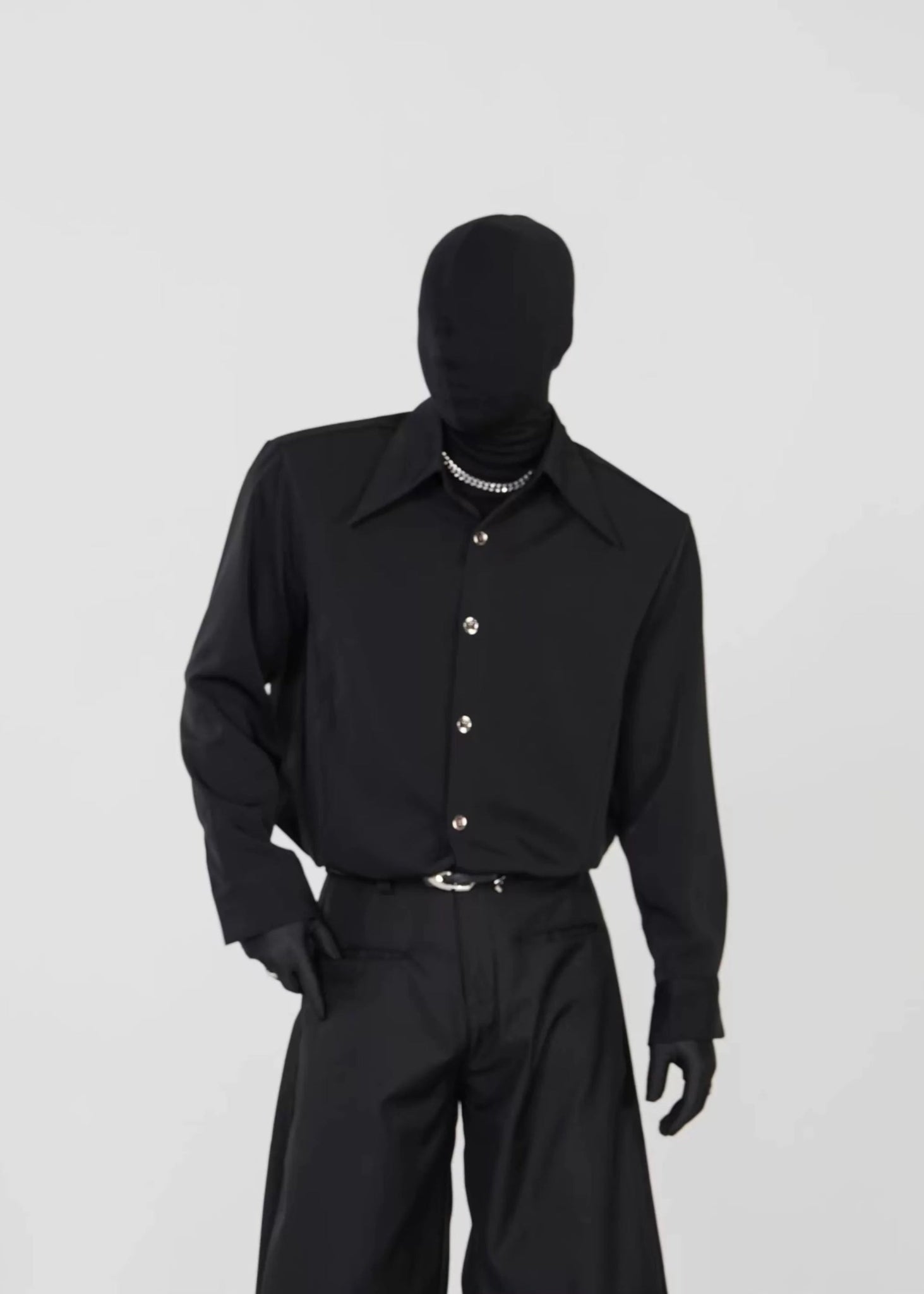 Minimalist Pointed - Collar Long Sleeve Shirt - Rick Circus