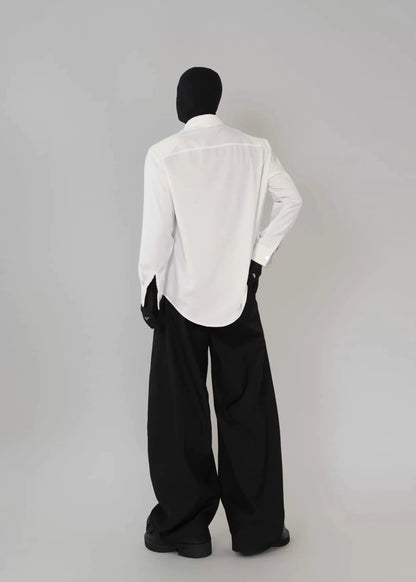 Minimalist Pointed - Collar Long Sleeve Shirt - Rick Circus