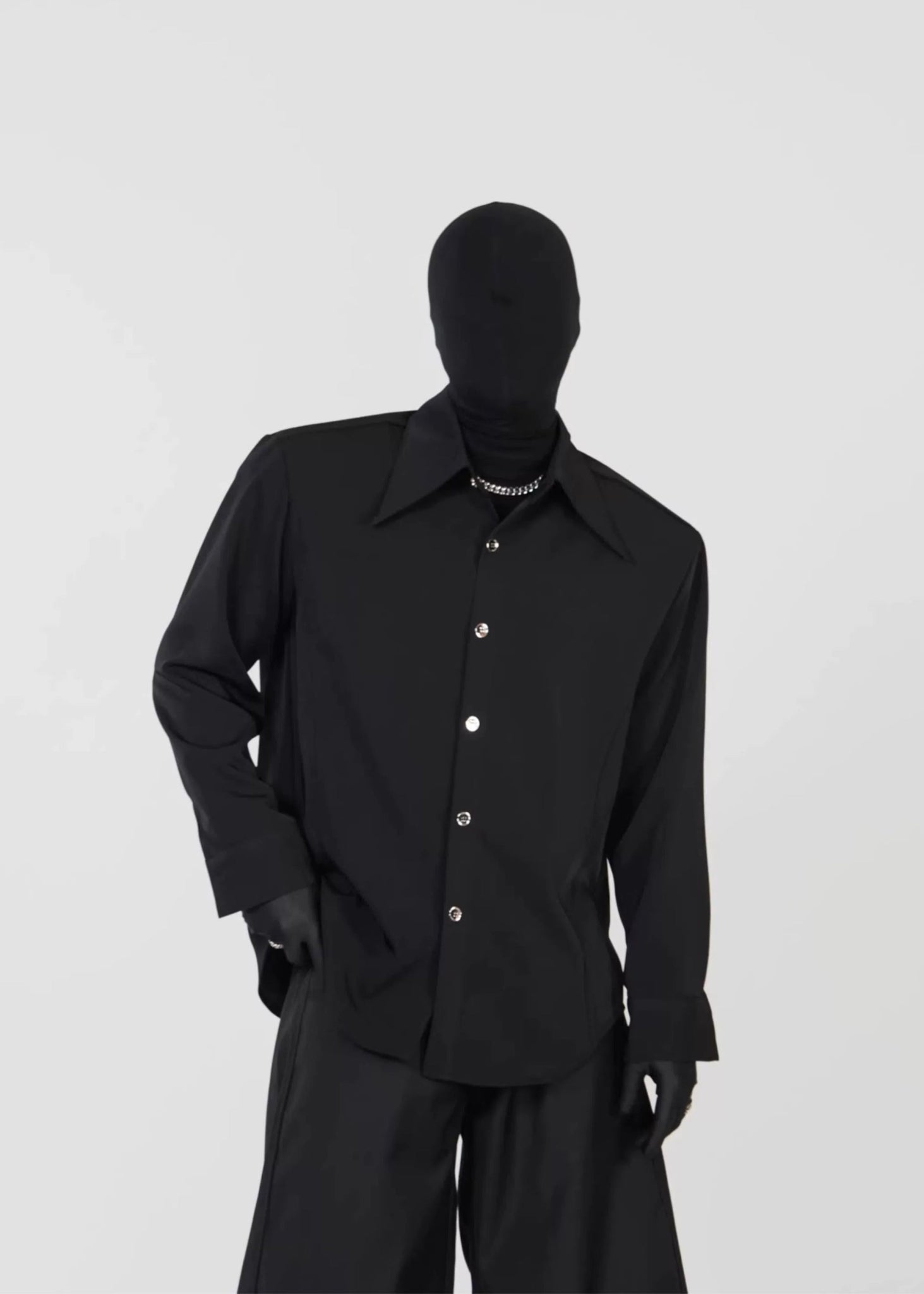 Minimalist Pointed - Collar Long Sleeve Shirt - Rick Circus