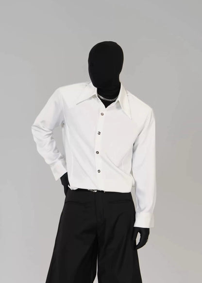 Minimalist Pointed - Collar Long Sleeve Shirt - Rick Circus