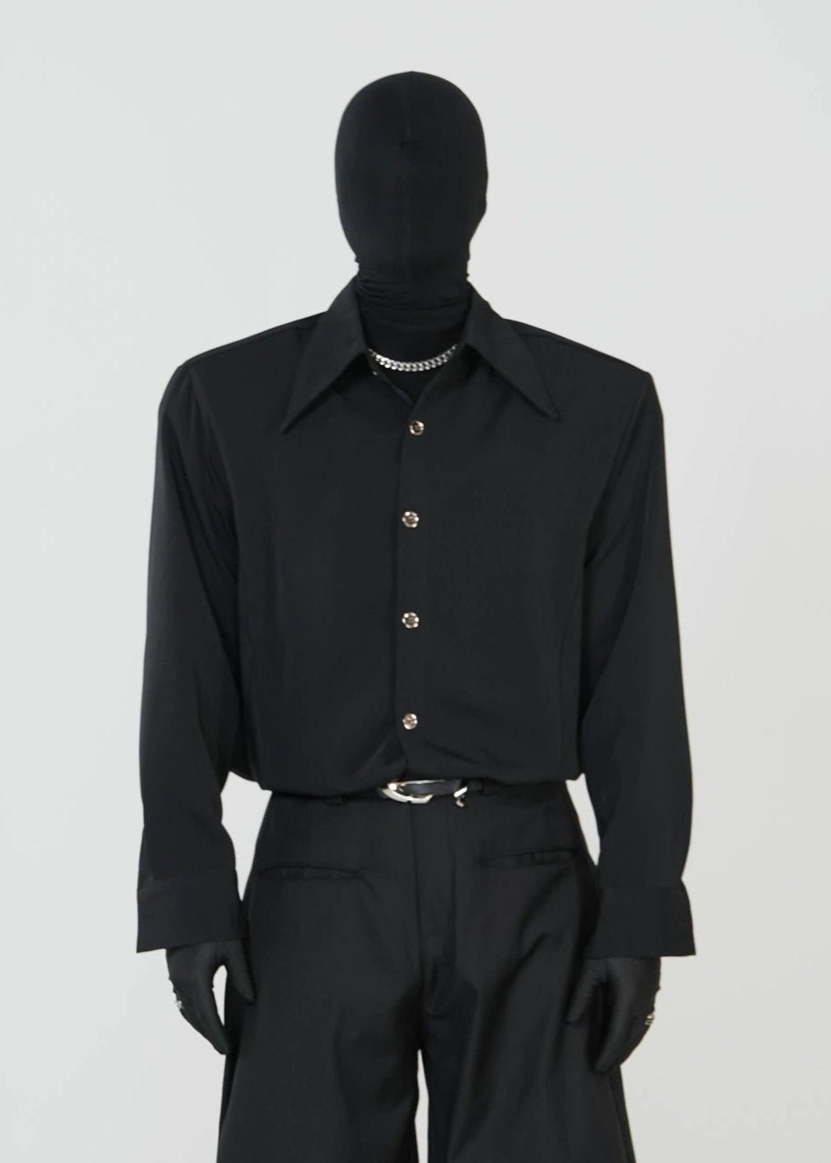 Minimalist Pointed - Collar Long Sleeve Shirt - Rick Circus