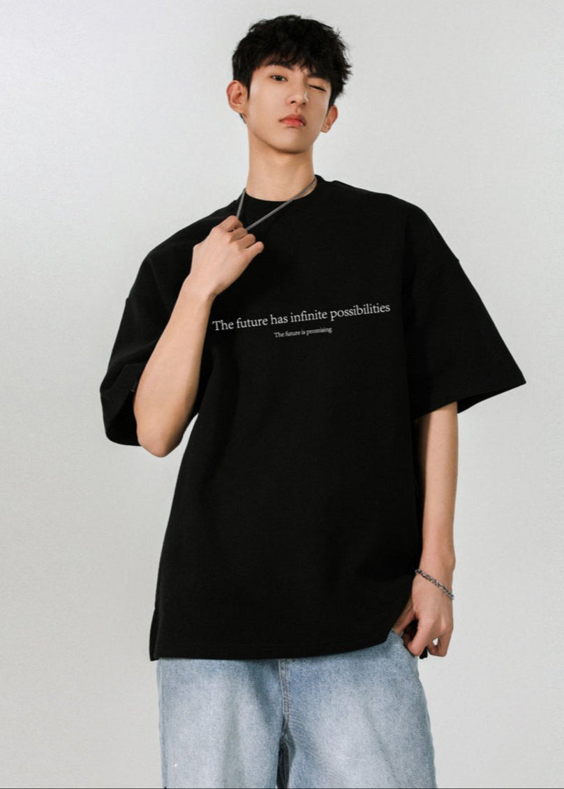 Minimalist Quote Print Oversized T-Shirt - Rick Circus
