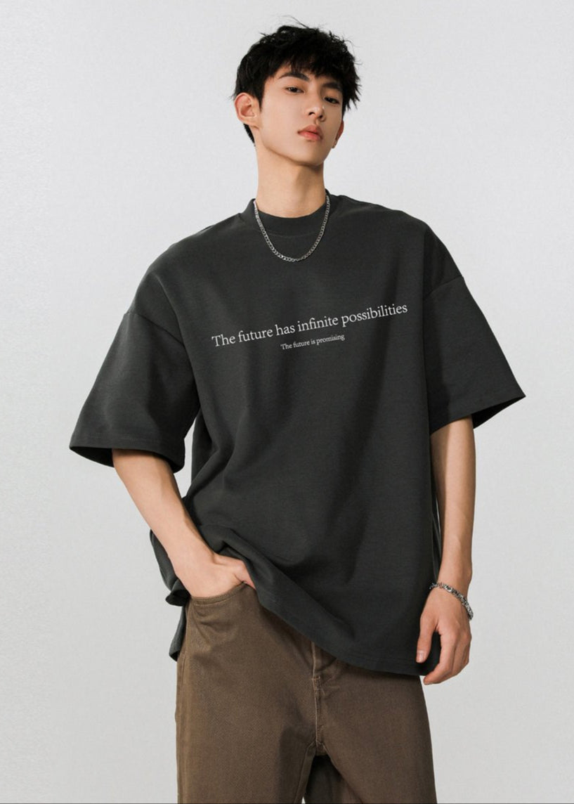 Minimalist Quote Print Oversized T-Shirt - Rick Circus