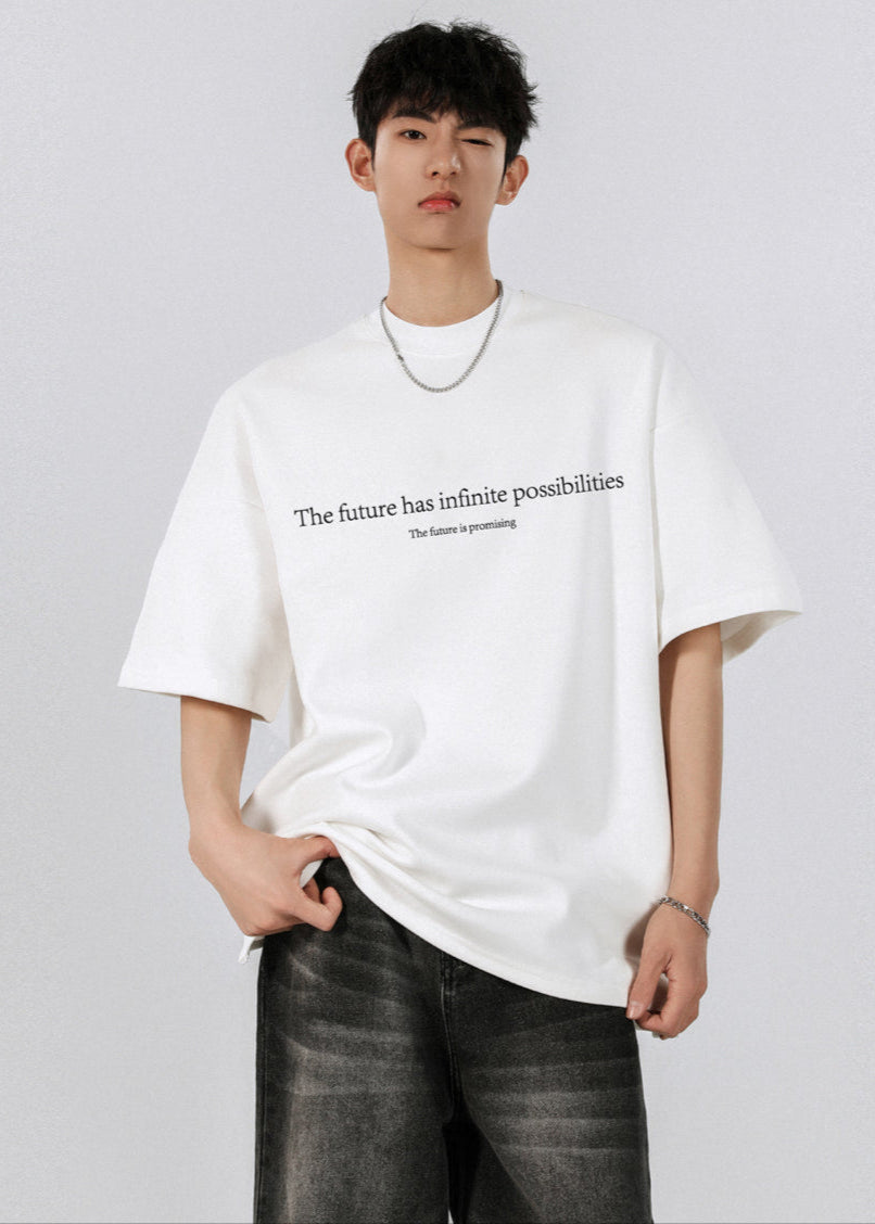 Minimalist Quote Print Oversized T-Shirt - Rick Circus