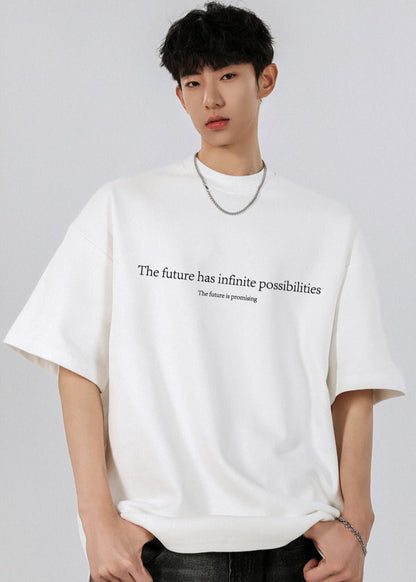 Minimalist Quote Print Oversized T-Shirt - Rick Circus