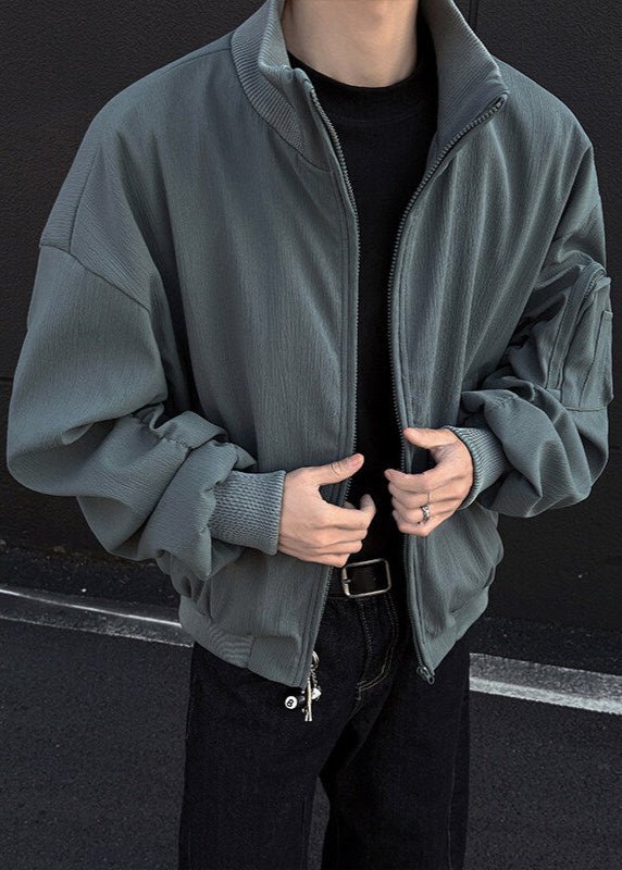 Minimalist Ruched Sleeve Zip - Up Bomber Jacket - Rick Circus