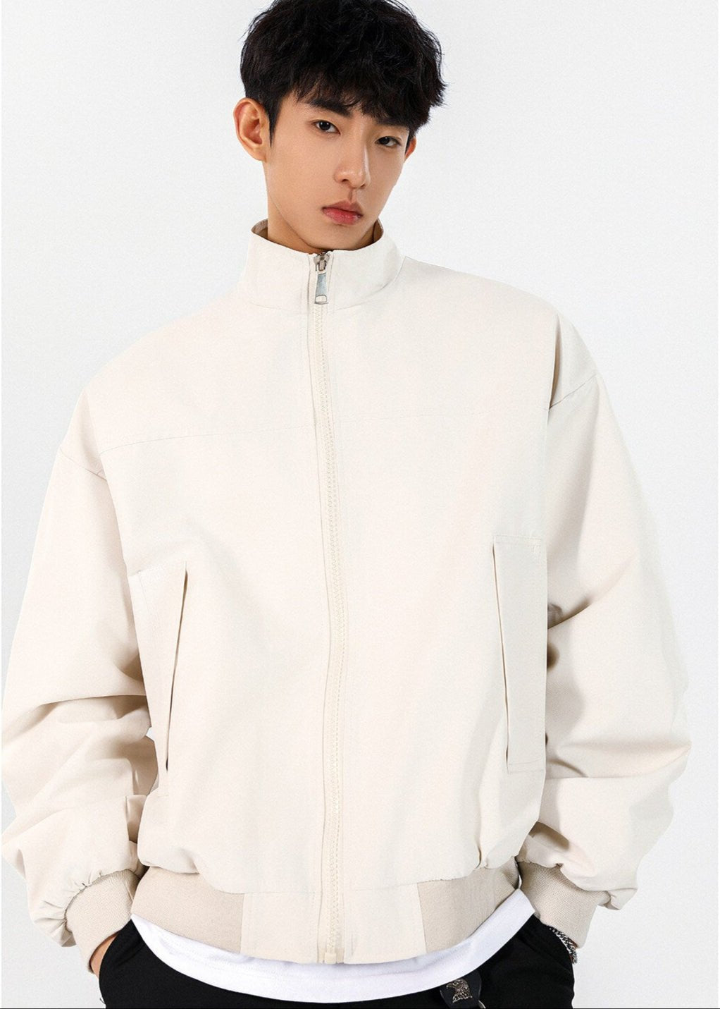 Minimalist Stand Collar Bomber Jacket - Rick Circus