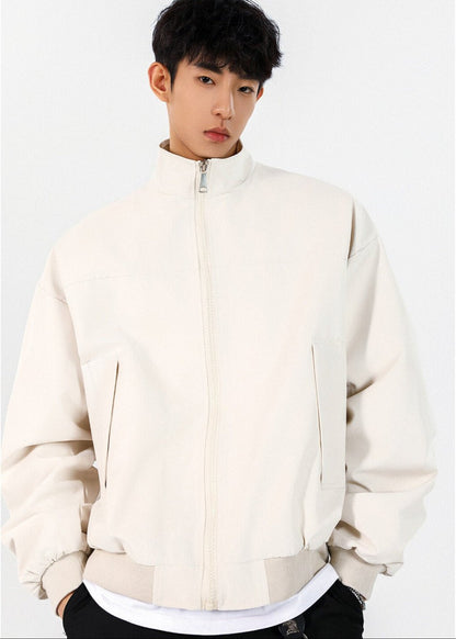 Minimalist Stand Collar Bomber Jacket - Rick Circus