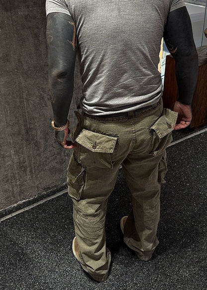 Multi - Pocket Paratrooper Washed Cargo Pants - Rick Circus