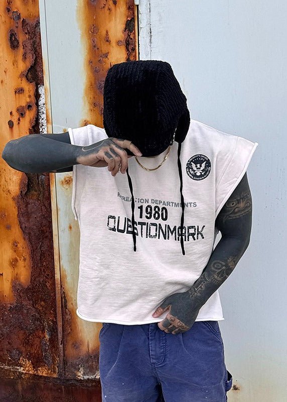 Oversize Unisex Letter Print Sleeveless T-Shirt - Rick Circus