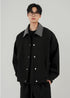 Oversized Contrast Collar Snap Button Jacket - Rick Circus
