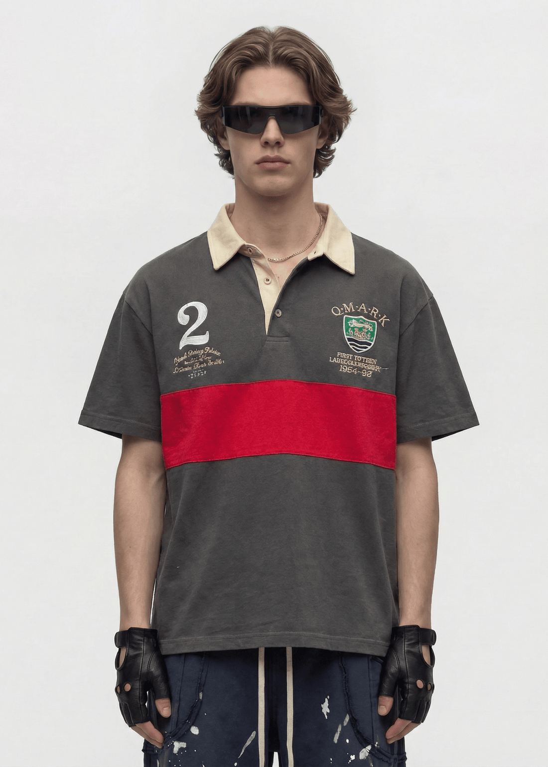 Oversized Contrast Stripe Streetwear Tee - Rick Circus