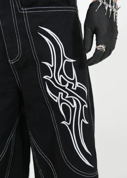 Oversized Embroidery Wide - Leg Jeans - Rick Circus