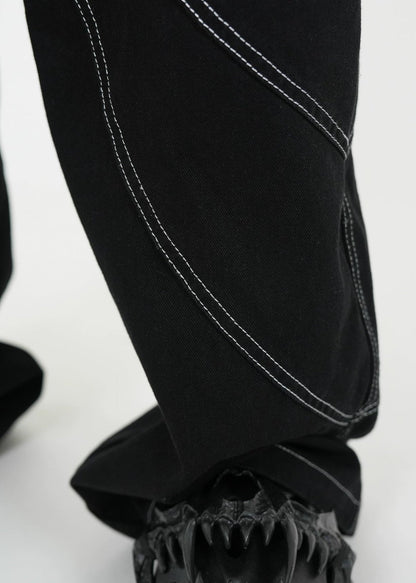 Oversized Embroidery Wide - Leg Jeans - Rick Circus