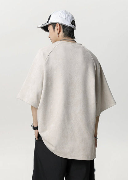 Oversized Faux Suede Raglan T-Shirt - Rick Circus