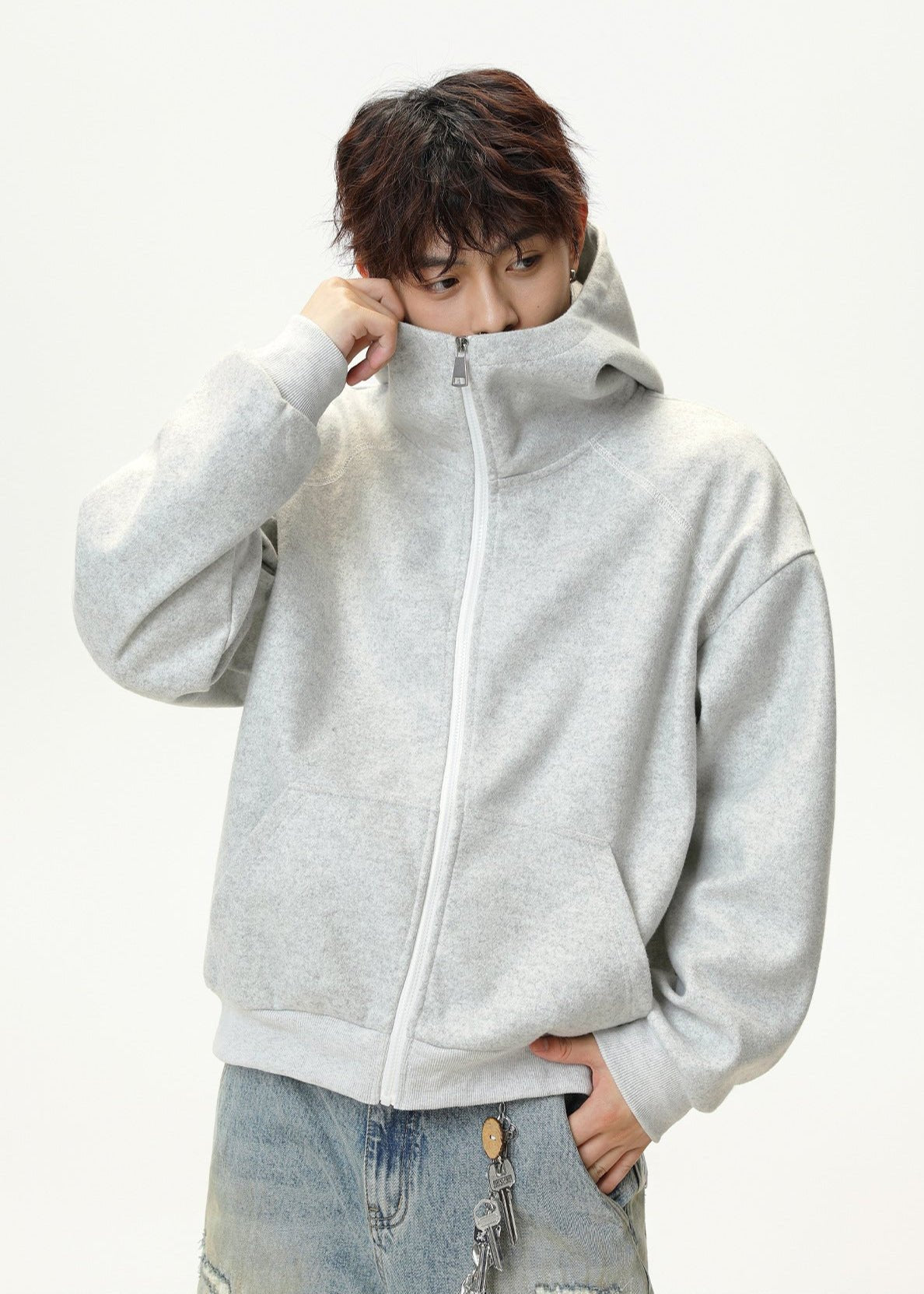 Oversized Funnel Neck Zip Hoodie - Rick Circus