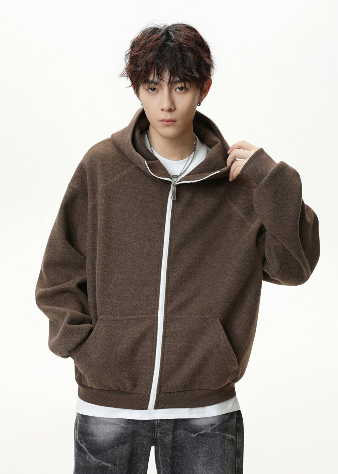 Oversized Funnel Neck Zip Hoodie - Rick Circus
