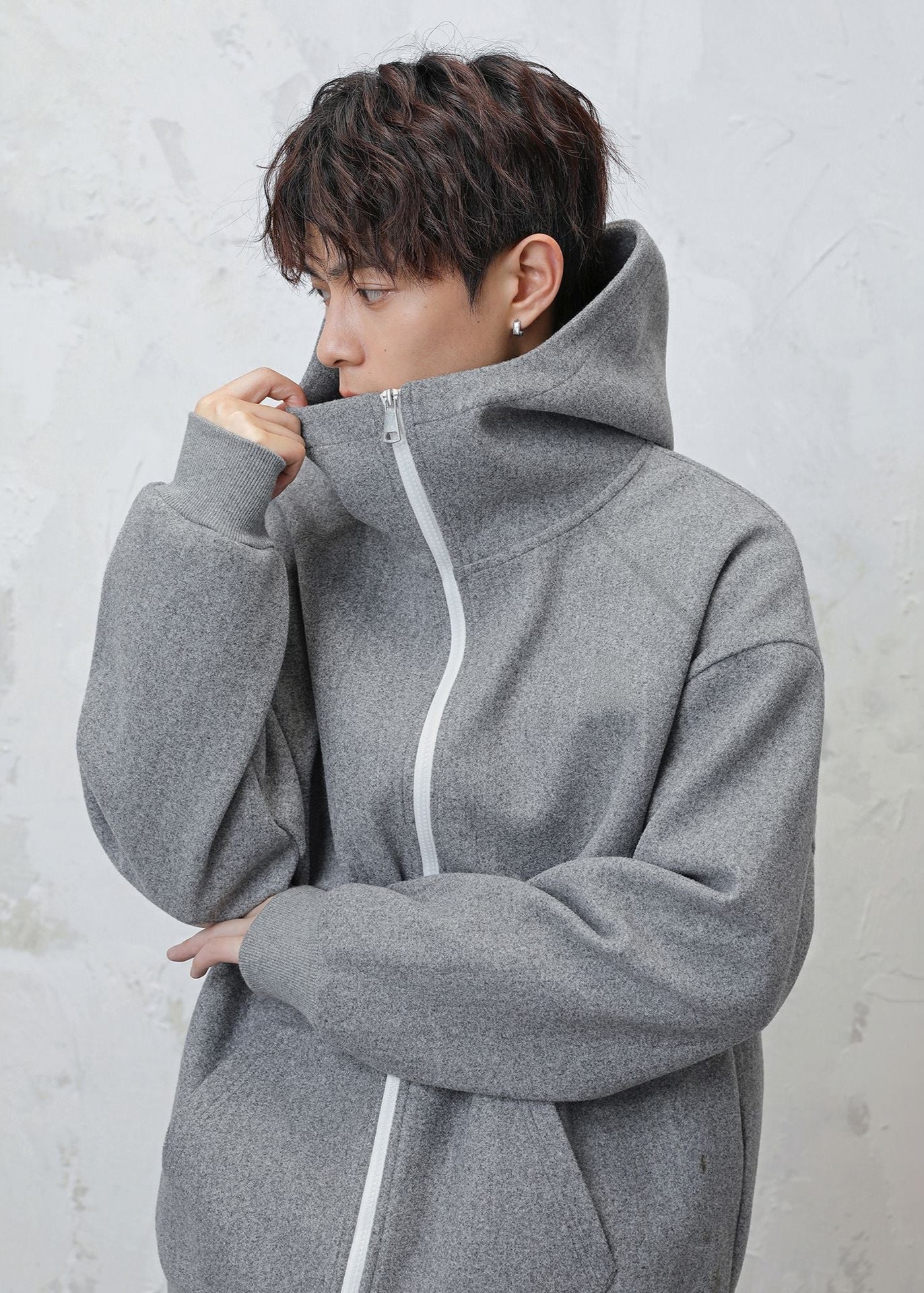 Oversized Funnel Neck Zip Hoodie - Rick Circus