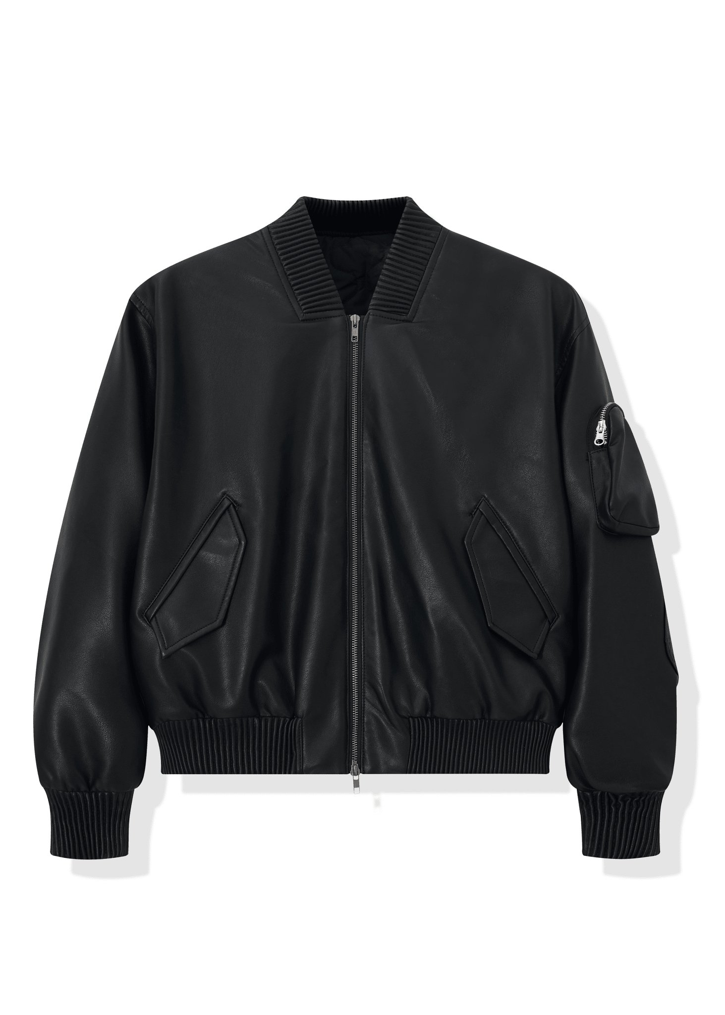 Oversized Leather Bomber Jacket - Rick Circus