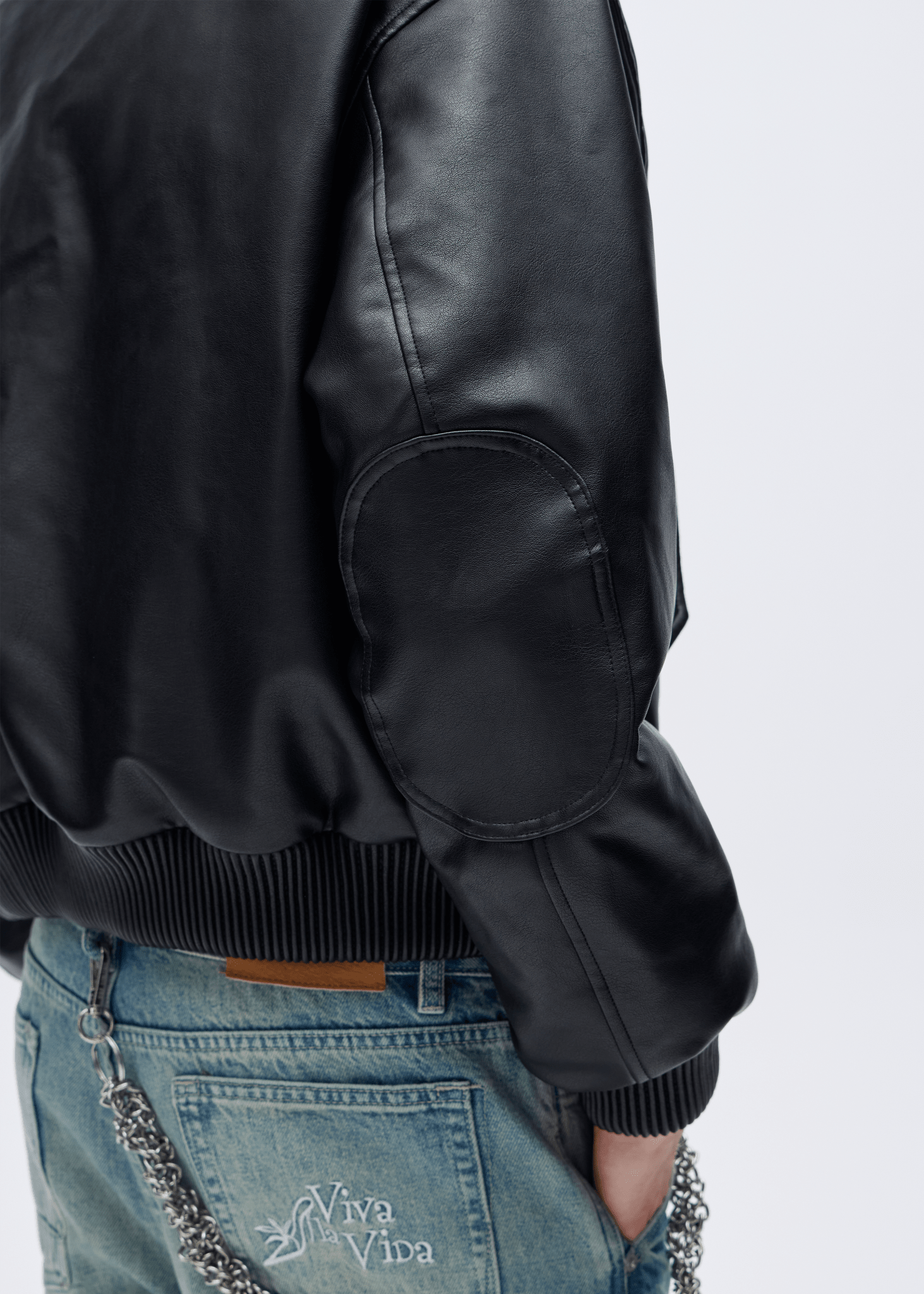 Oversized Leather Bomber Jacket - Rick Circus