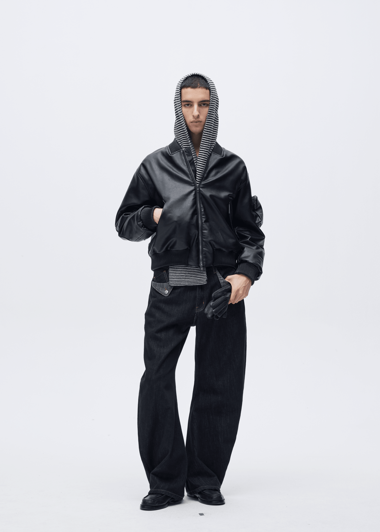 Oversized Leather Bomber Jacket - Rick Circus