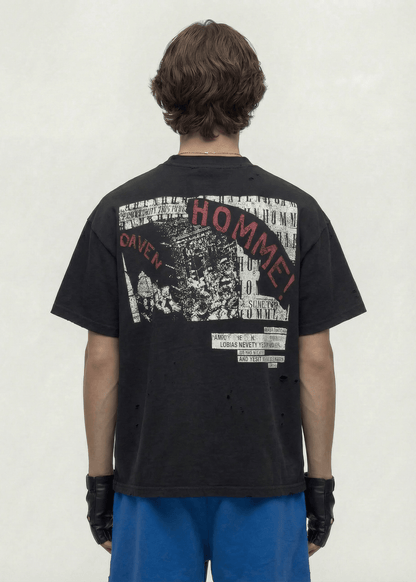 Oversized Letter Print Streetwear Tee - Rick Circus