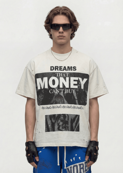 Oversized Letter Print Streetwear Tee - Rick Circus