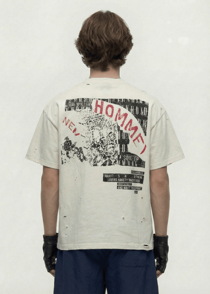 Oversized Letter Print Streetwear Tee - Rick Circus