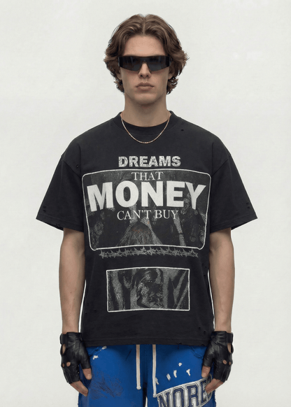 Oversized Letter Print Streetwear Tee - Rick Circus