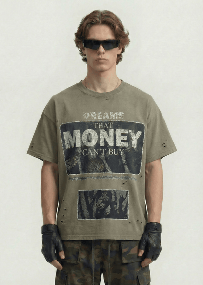 Oversized Letter Print Streetwear Tee - Rick Circus