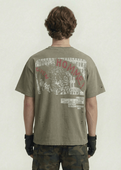 Oversized Letter Print Streetwear Tee - Rick Circus