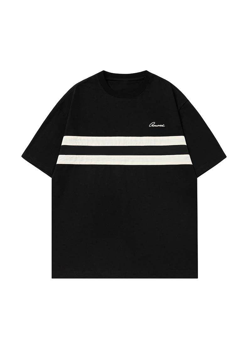 Oversized T-Shirt with Twin White Stripes - Rick Circus