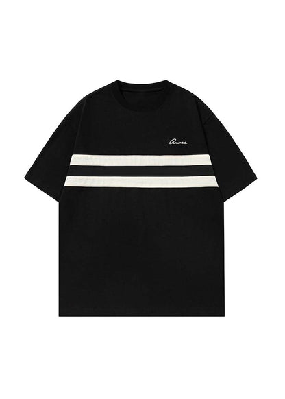 Oversized T-Shirt with Twin White Stripes - Rick Circus
