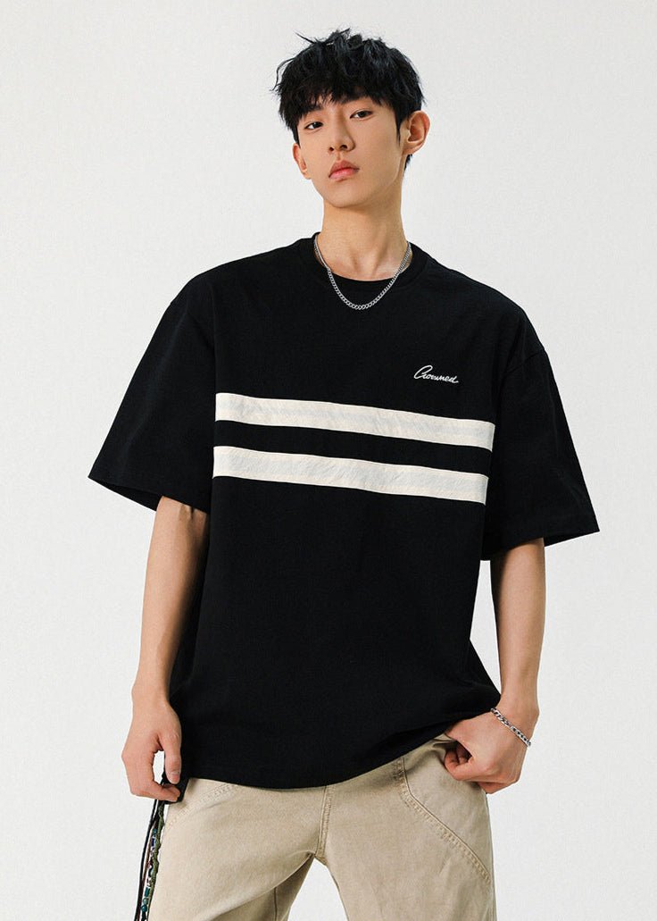 Oversized T-Shirt with Twin White Stripes - Rick Circus
