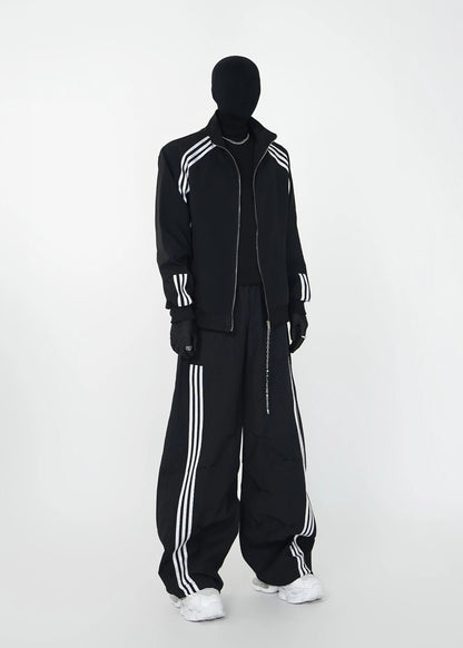 Oversized Tracksuit with Triple Stripe Design - Rick Circus