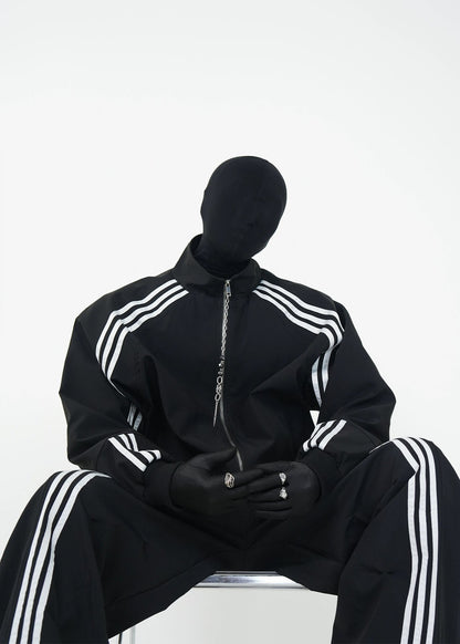 Oversized Tracksuit with Triple Stripe Design - Rick Circus