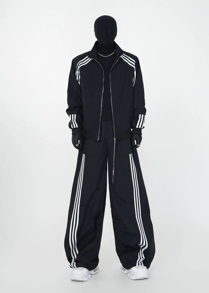 Oversized Tracksuit with Triple Stripe Design - Rick Circus