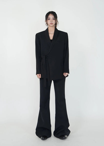 Padded Shoulder Blazer with Belted Waist - Rick Circus