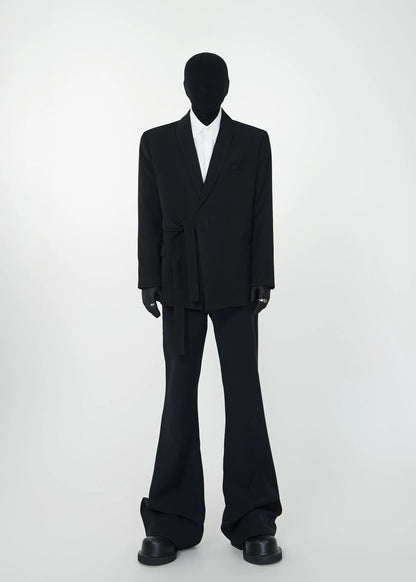 Padded Shoulder Blazer with Belted Waist - Rick Circus
