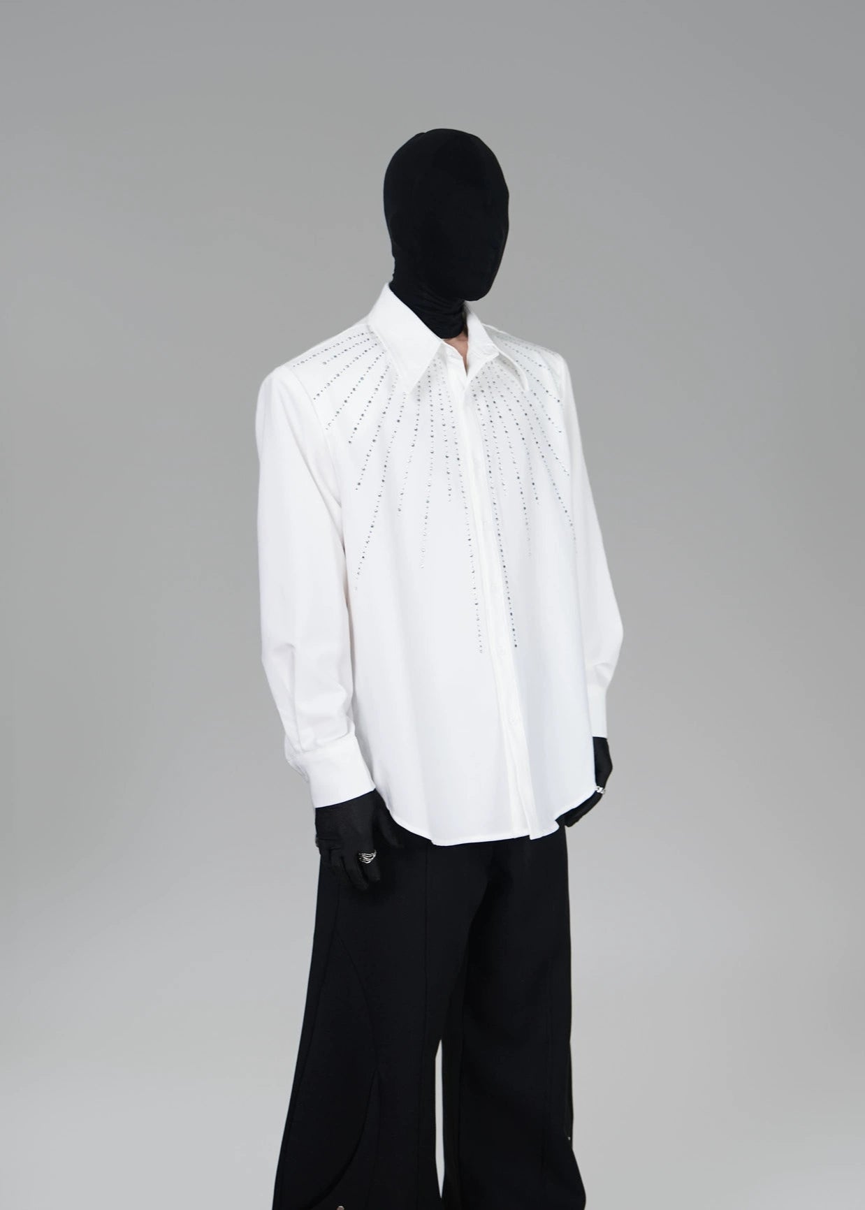 Padded Shoulder Rhinestone Shirt - Rick Circus