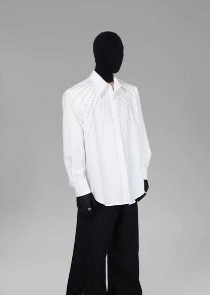 Padded Shoulder Rhinestone Shirt - Rick Circus