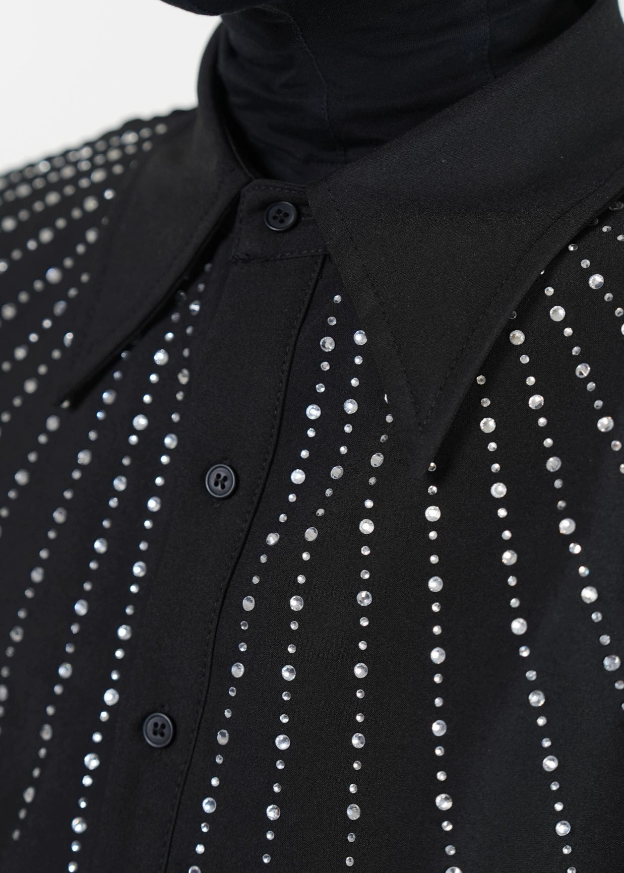 Padded Shoulder Rhinestone Shirt - Rick Circus