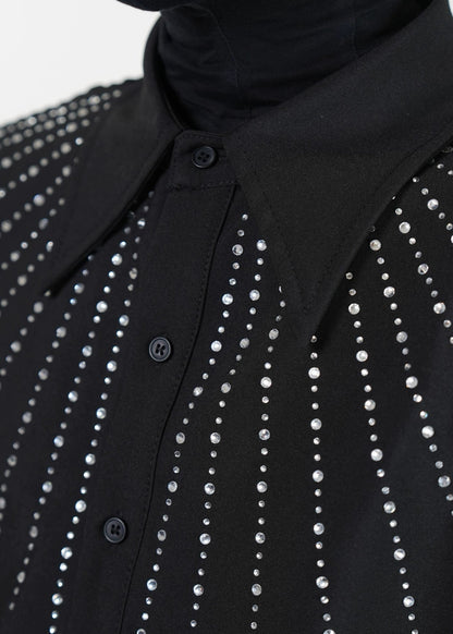 Padded Shoulder Rhinestone Shirt - Rick Circus