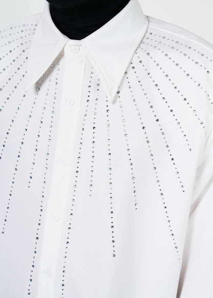 Padded Shoulder Rhinestone Shirt - Rick Circus