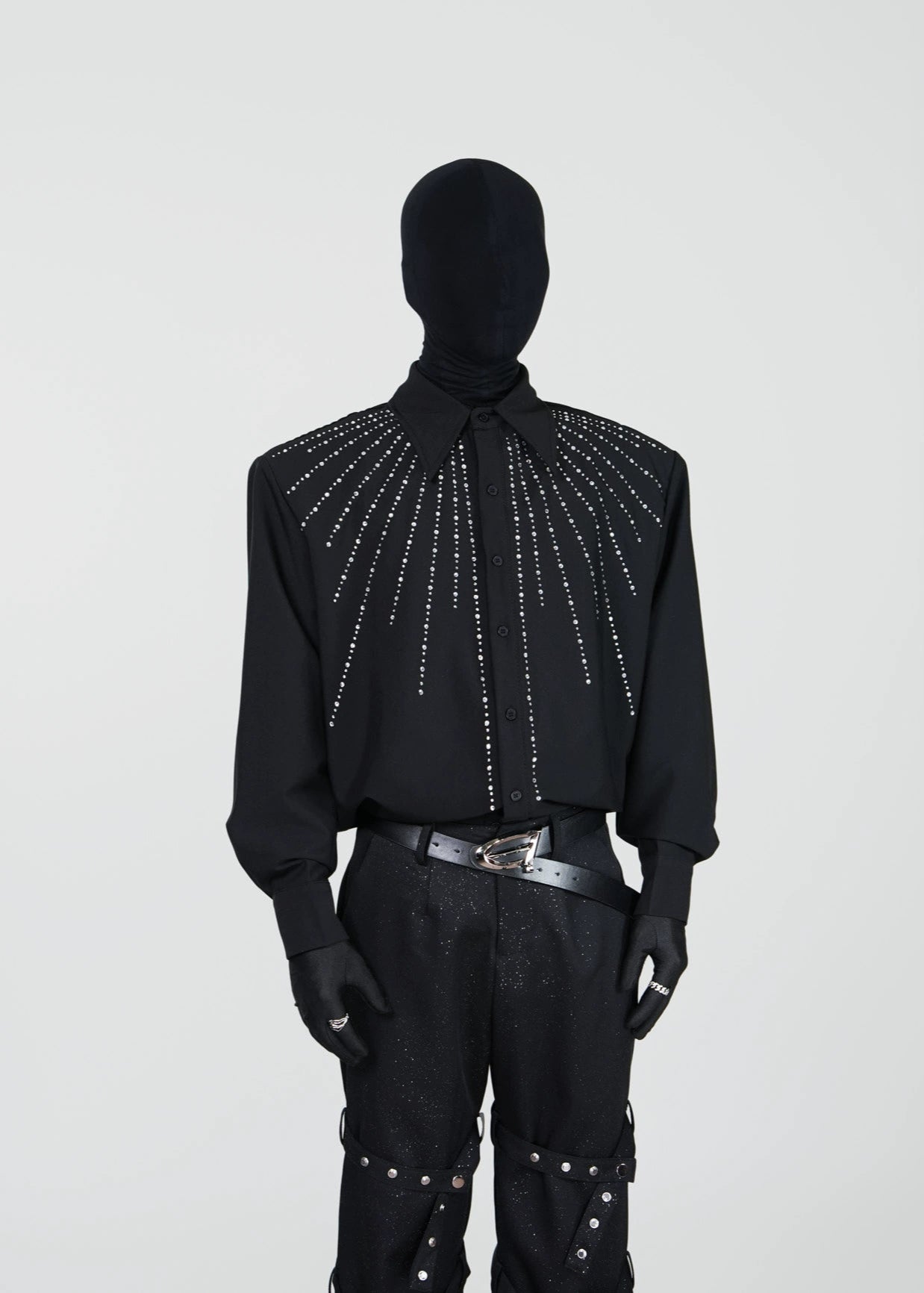 Padded Shoulder Rhinestone Shirt - Rick Circus