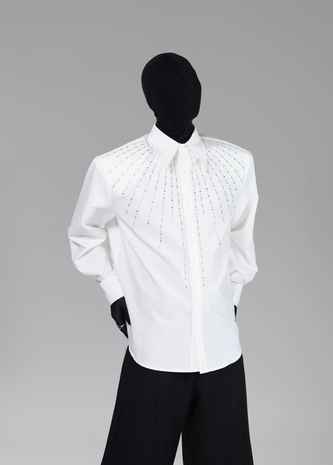 Padded Shoulder Rhinestone Shirt - Rick Circus
