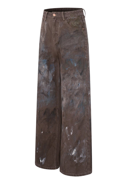 Paint - Splattered Distressed Wide - Leg Jeans - Rick Circus