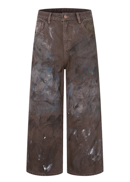 Paint - Splattered Distressed Wide - Leg Jeans - Rick Circus
